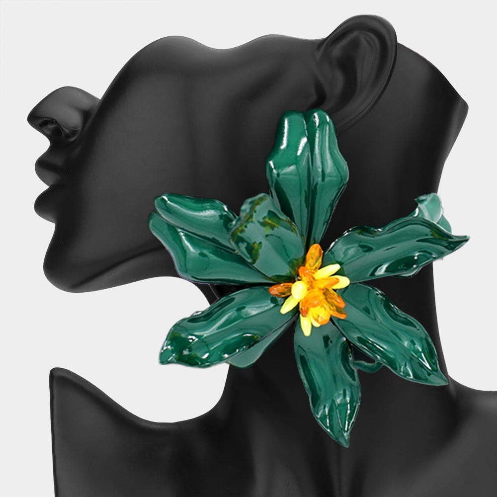 Oversized Bold Bloom Floral Statement Earrings