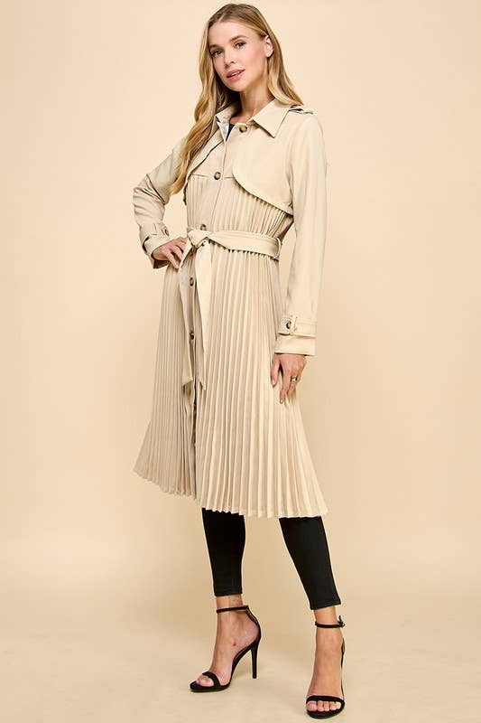 Pleated Twist Classic Trench Coat