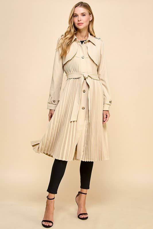 Pleated Twist Classic Trench Coat