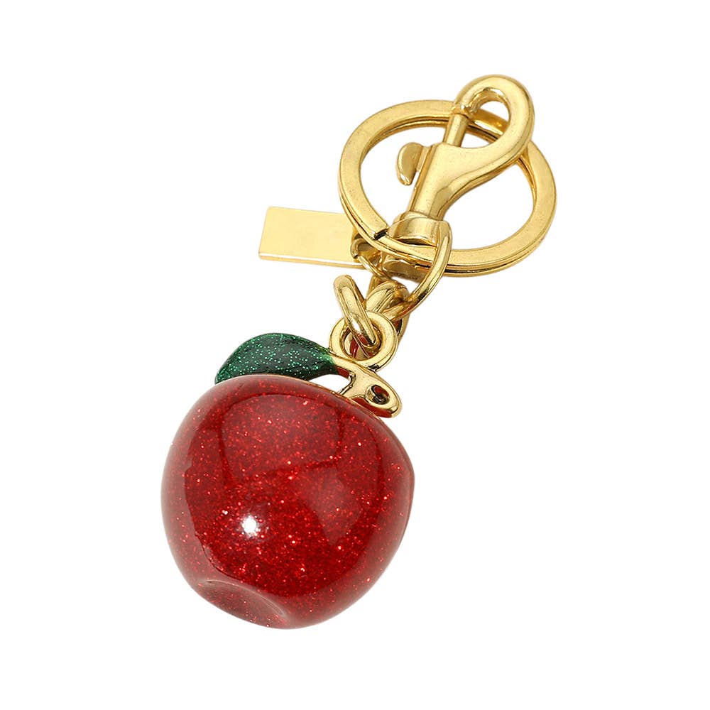 Glittered Apple Keychain / Bag Charm