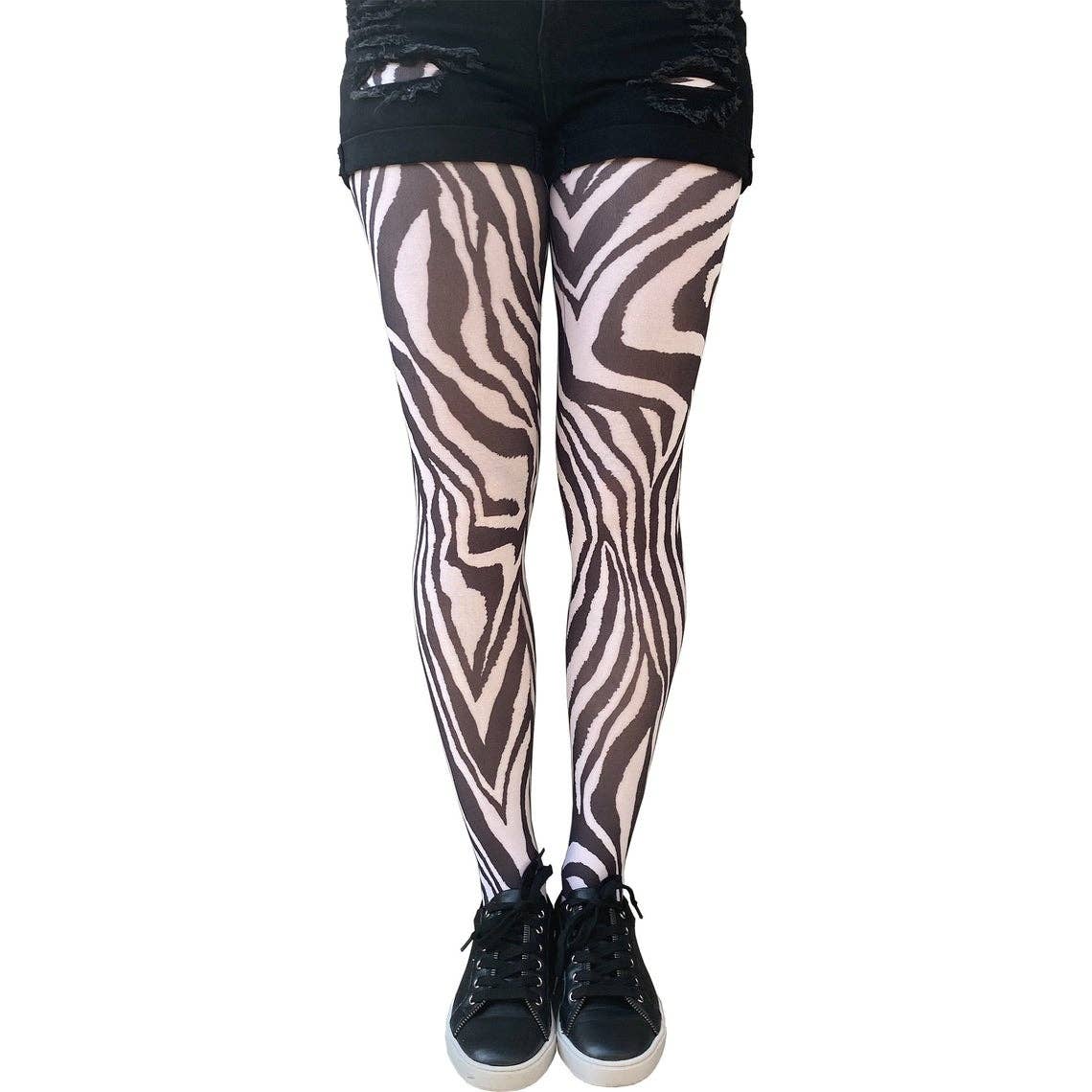 White Zebra Tights For Women Malka Chic