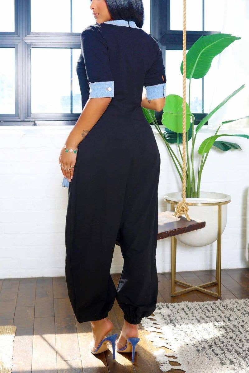 Denim Accent Jumpsuit