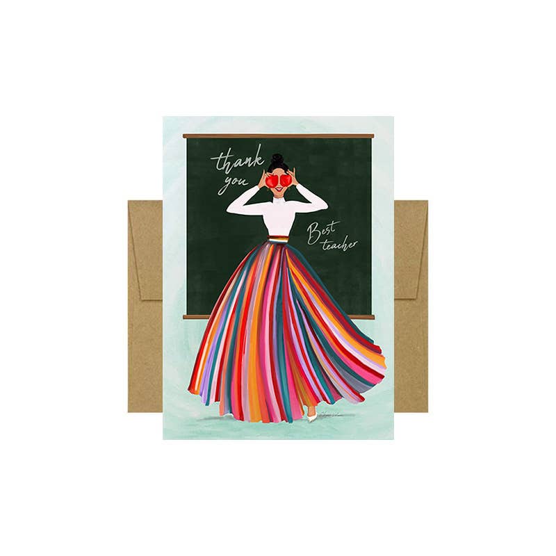 Teacher With Apples Thank You Card