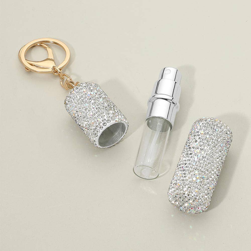 Bling Studded Refillable Perfume Spray Keychain Bag Charm