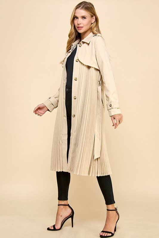 Pleated Twist Classic Trench Coat