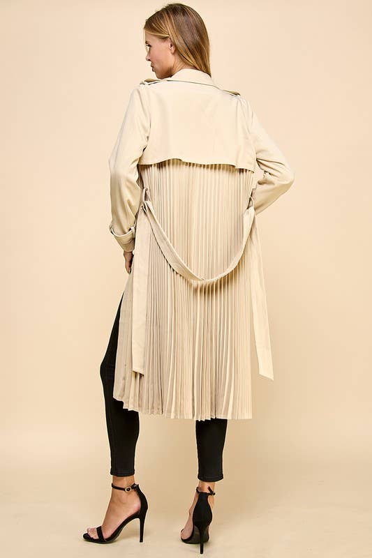 Pleated Twist Classic Trench Coat