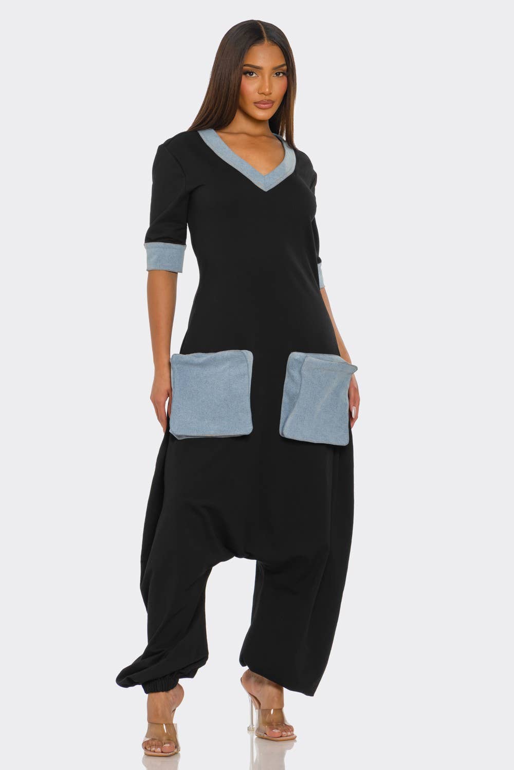 Denim Accent Jumpsuit