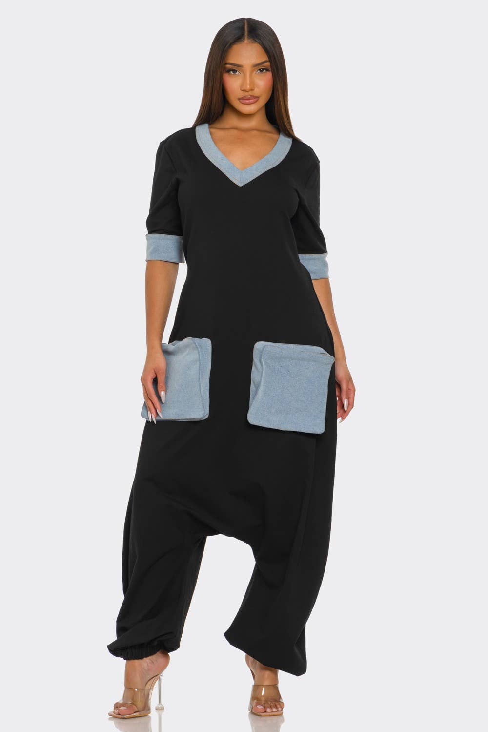 Denim Accent Jumpsuit