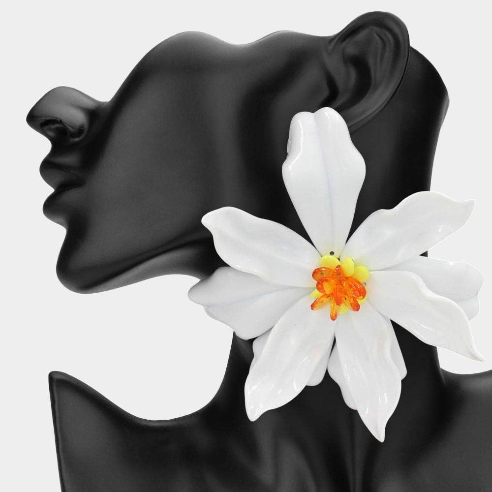 Oversized Bold Bloom Floral Statement Earrings