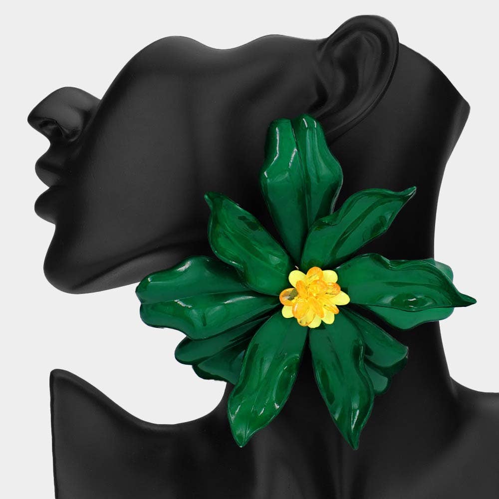 Oversized Bold Bloom Floral Statement Earrings