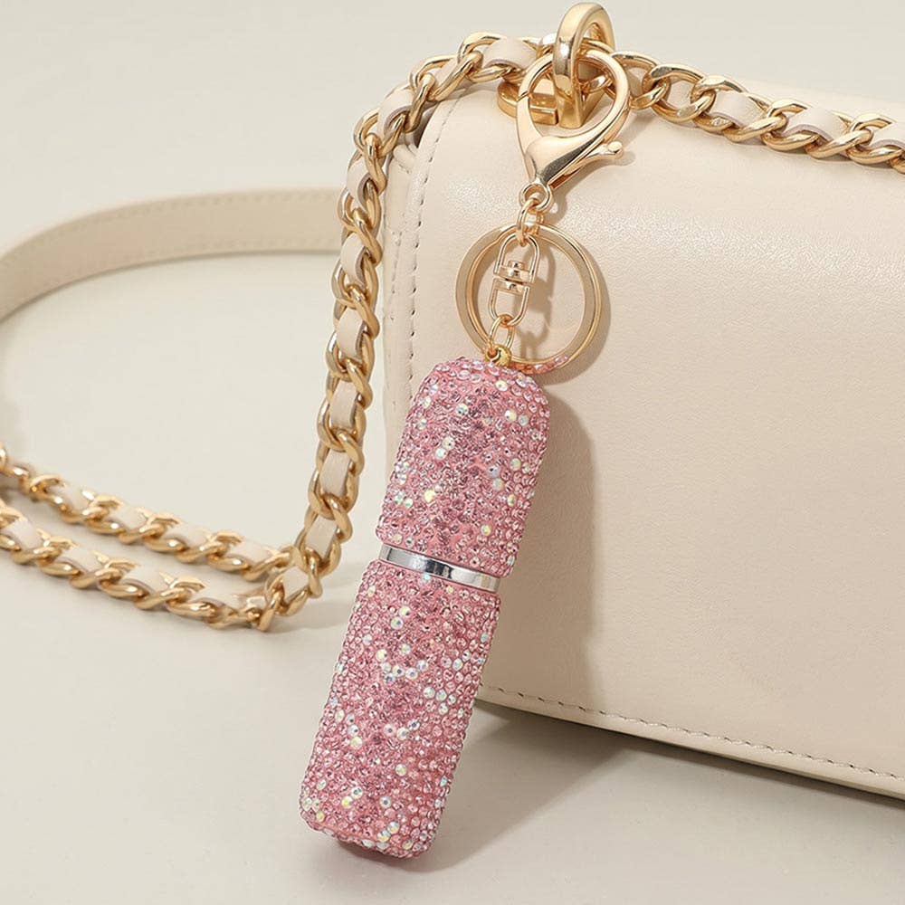 Bling Studded Refillable Perfume Spray Keychain Bag Charm
