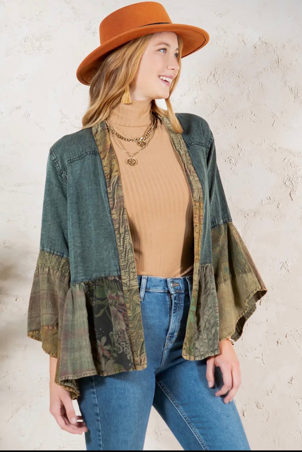 Young Threads Boho Denim & Patchwork Kimono