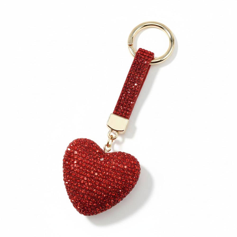 Bling Studded Heart Bag Charm Keychain