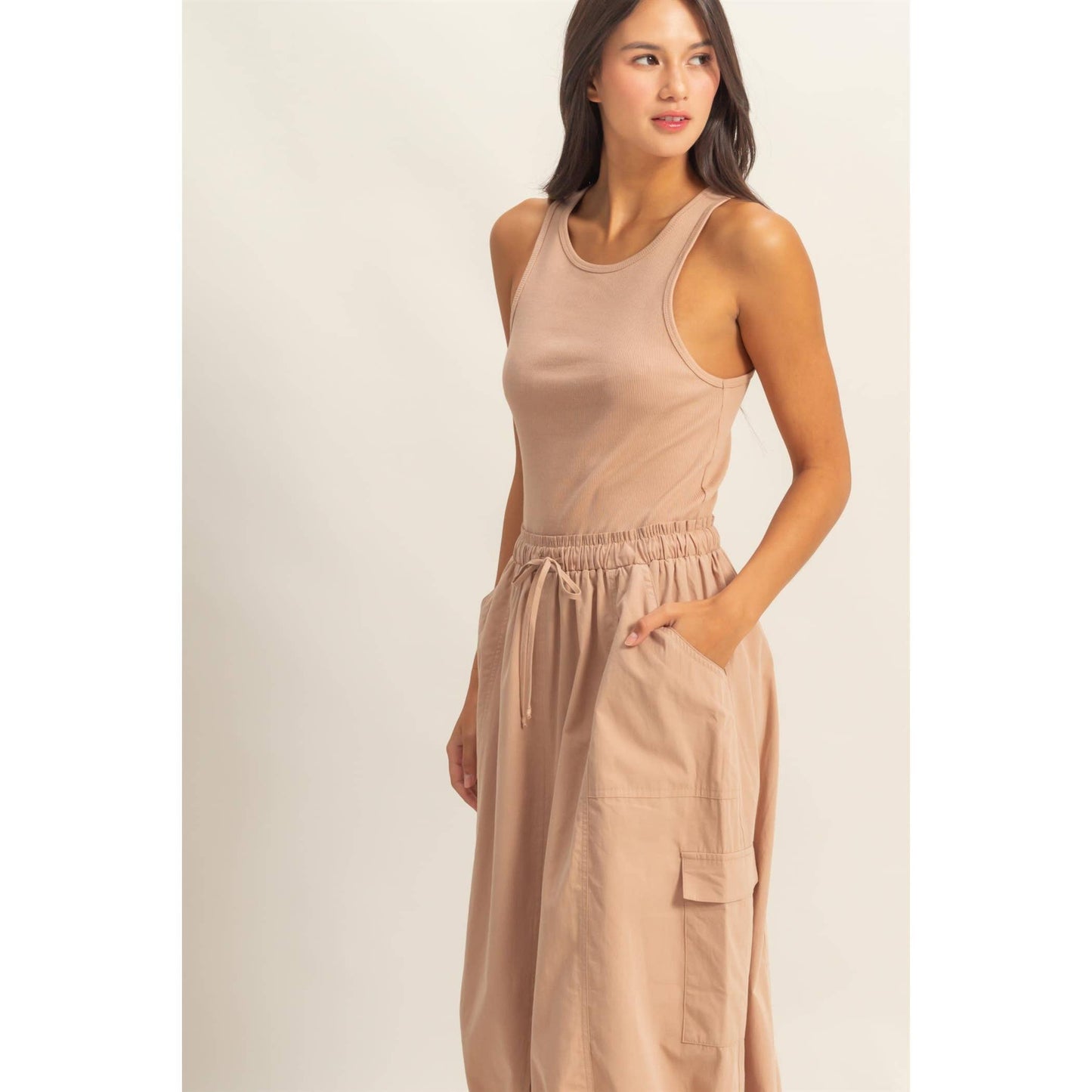 Sleeveless Cargo Midi Dress