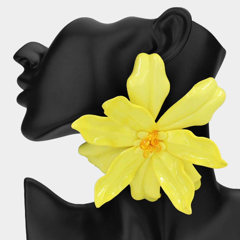 Oversized Bold Bloom Floral Statement Earrings