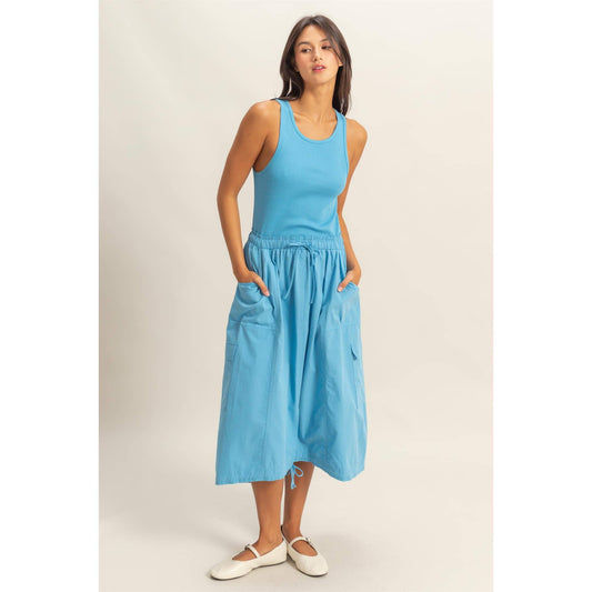 Sleeveless Cargo Midi Dress