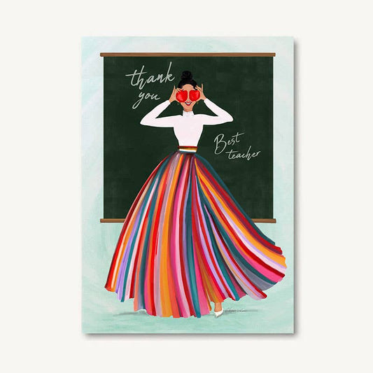 Teacher With Apples Thank You Card