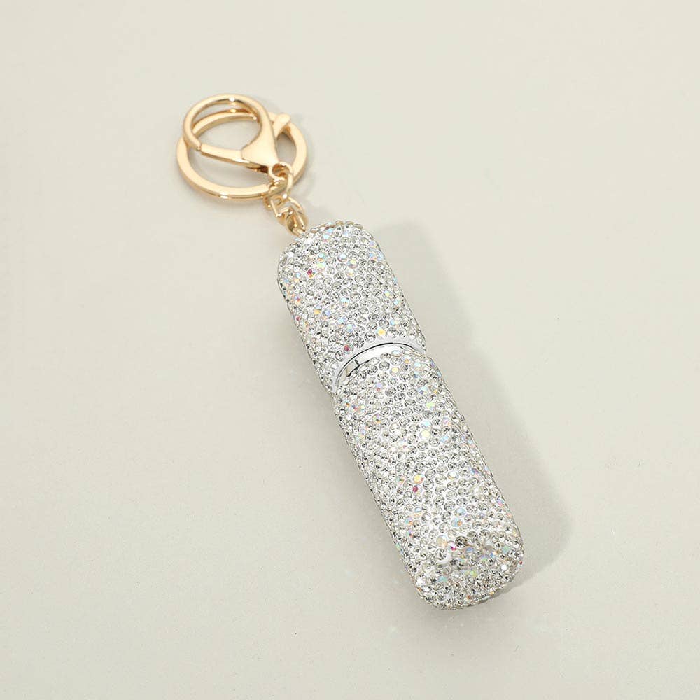 Bling Studded Refillable Perfume Spray Keychain Bag Charm