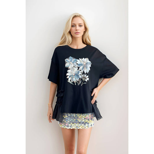 Floral Embellished T Shirt