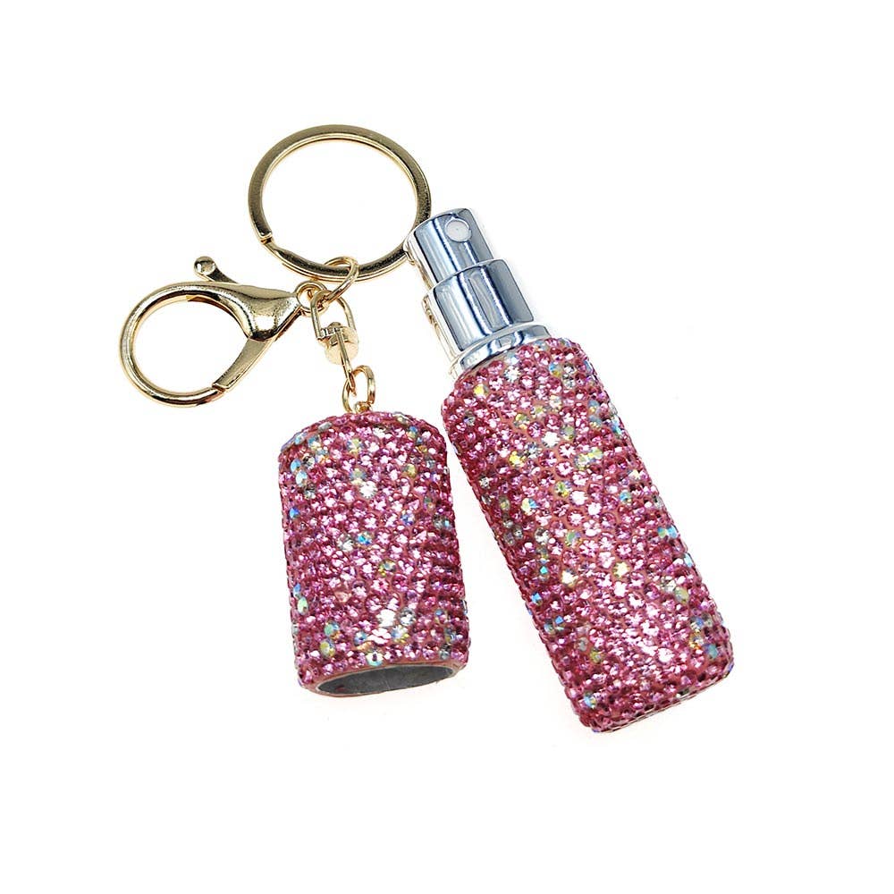 Bling Studded Refillable Perfume Spray Keychain Bag Charm