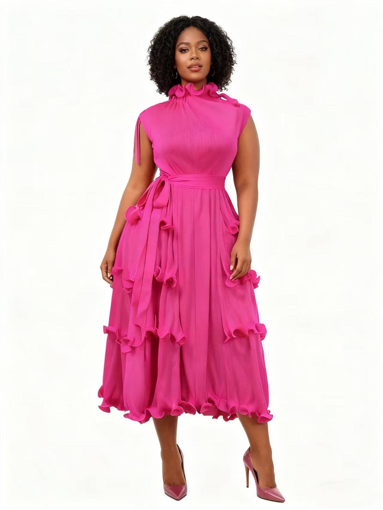 Petal Whisper Tiered Midi Dress
