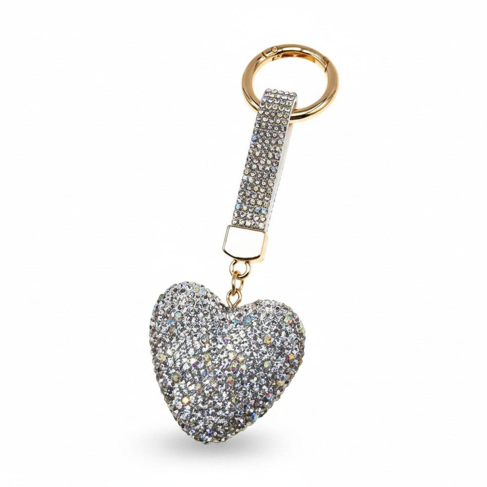 Bling Studded Heart Bag Charm Keychain