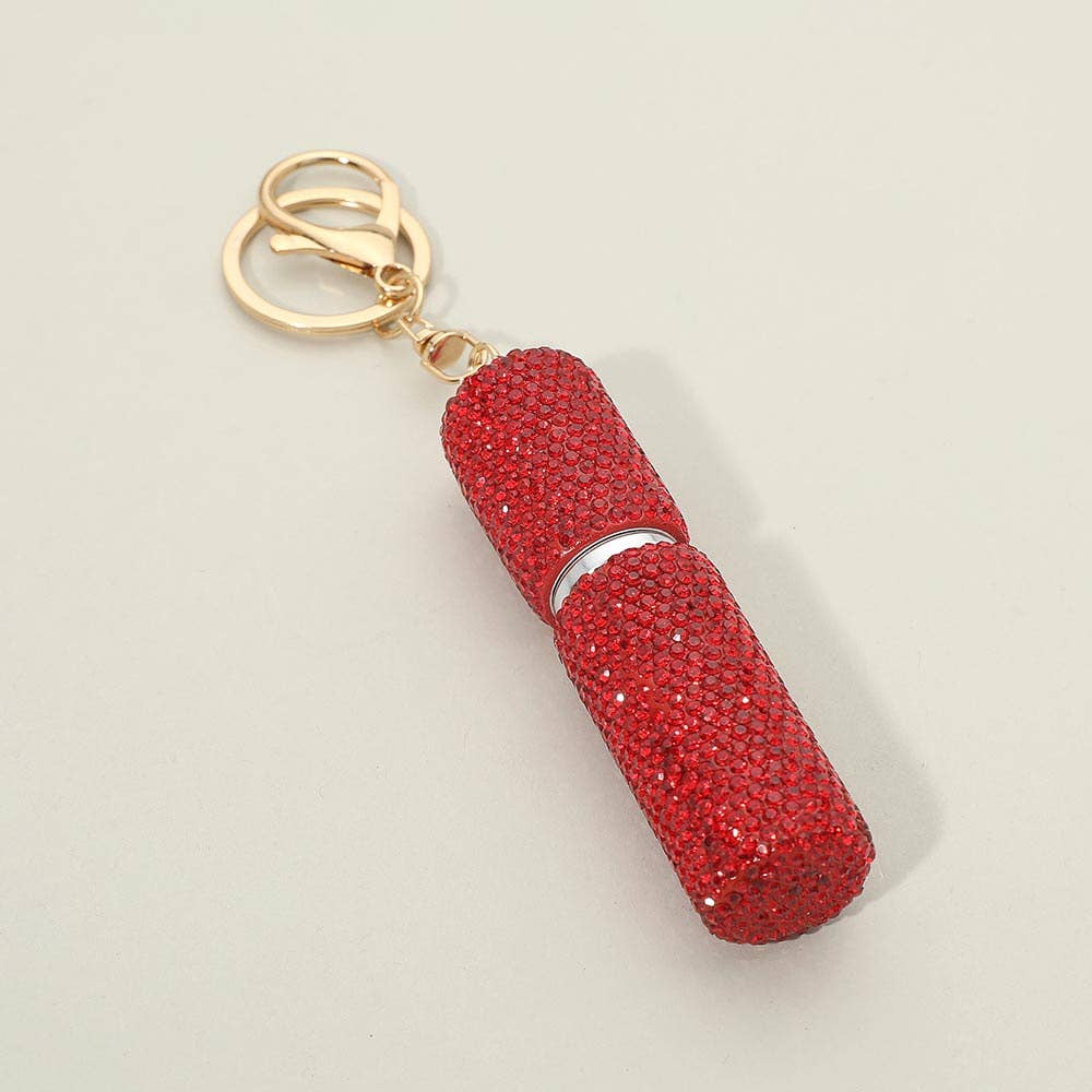 Bling Studded Refillable Perfume Spray Keychain Bag Charm