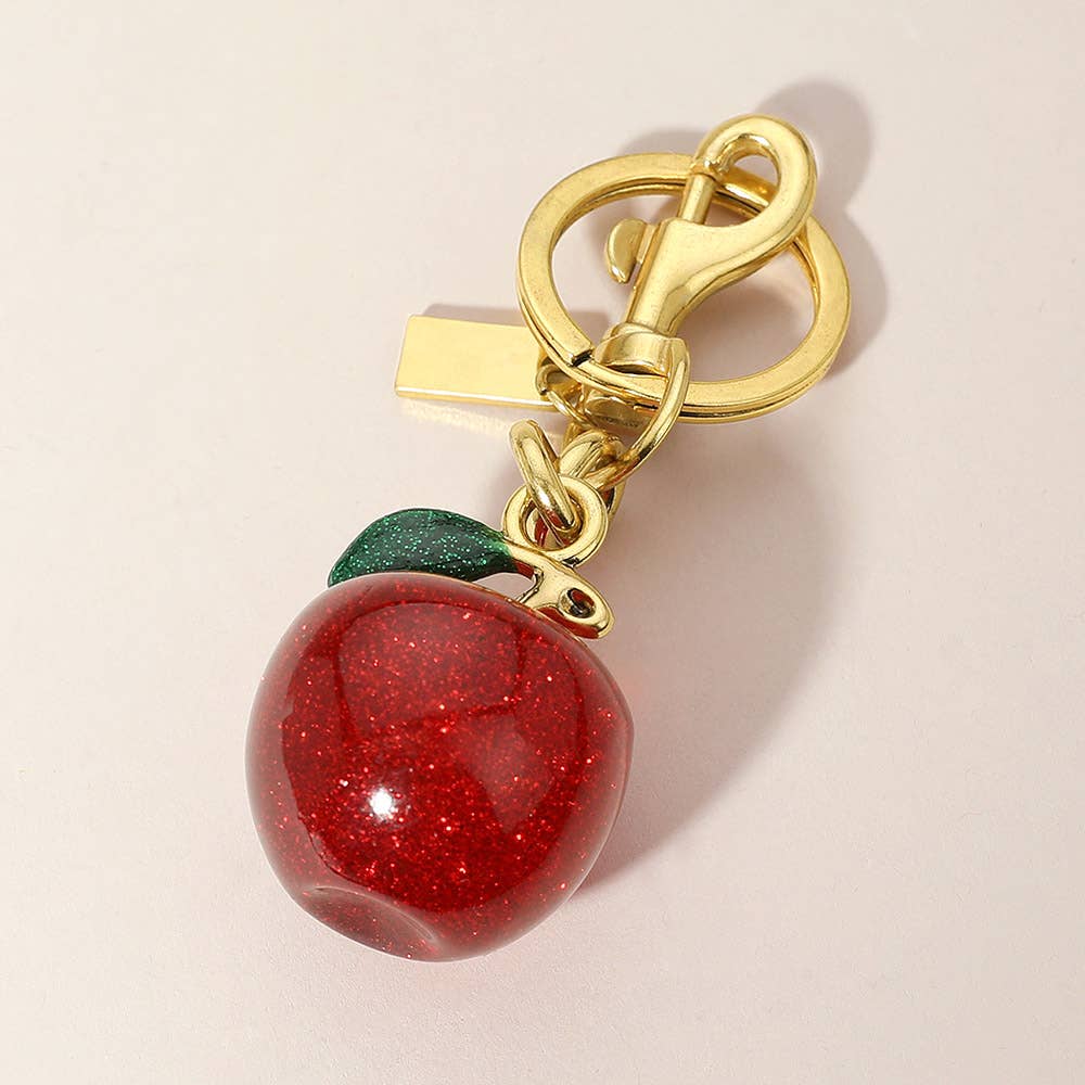 Glittered Apple Keychain / Bag Charm