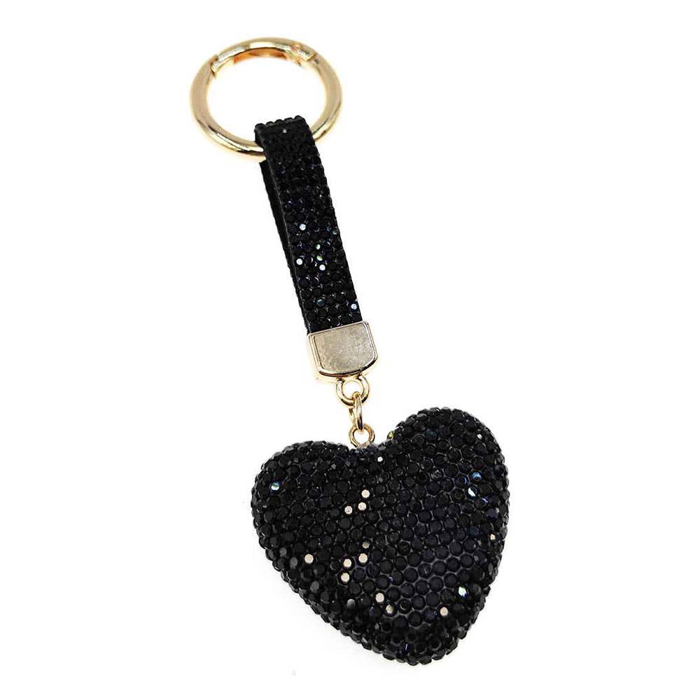 Bling Studded Heart Bag Charm Keychain
