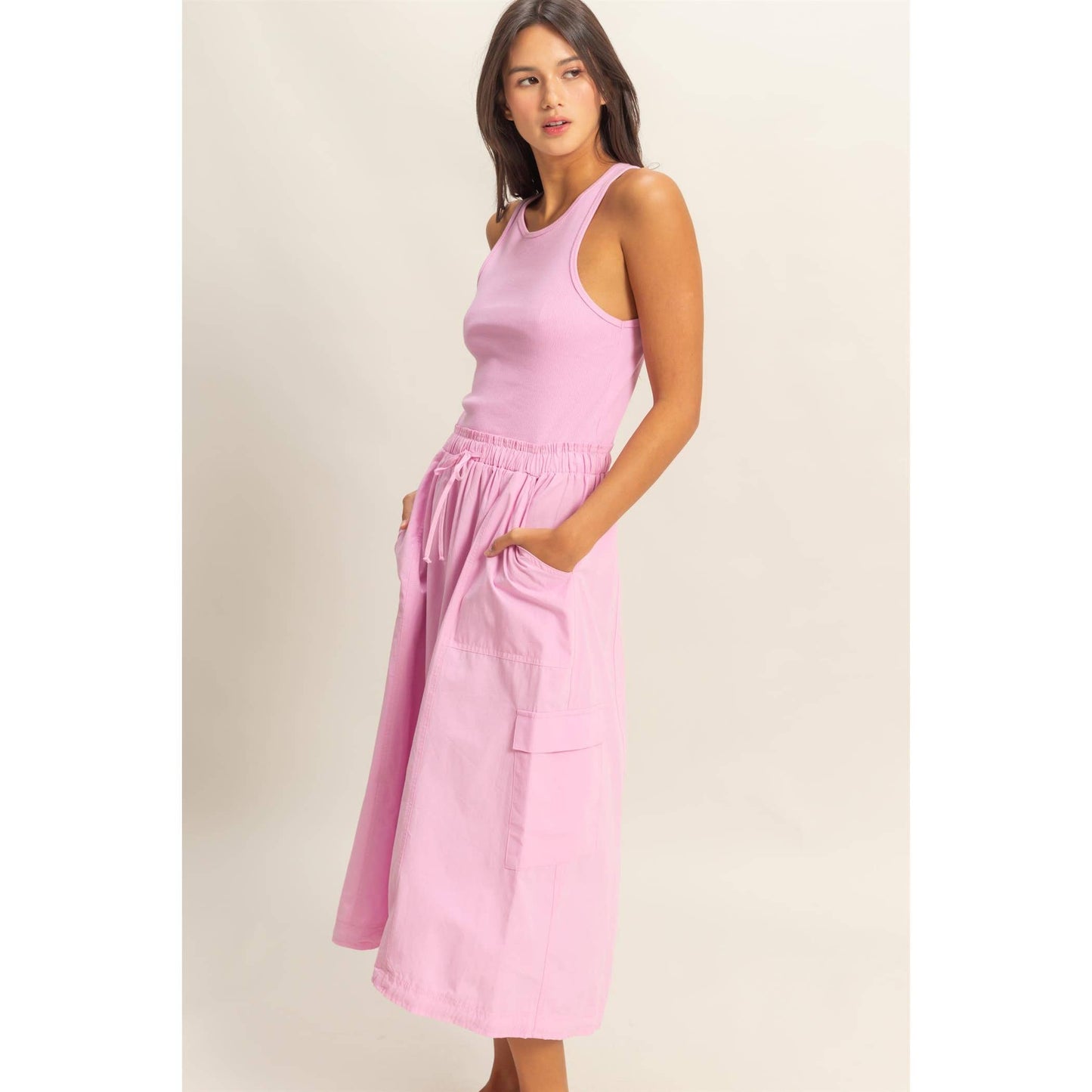 Sleeveless Cargo Midi Dress