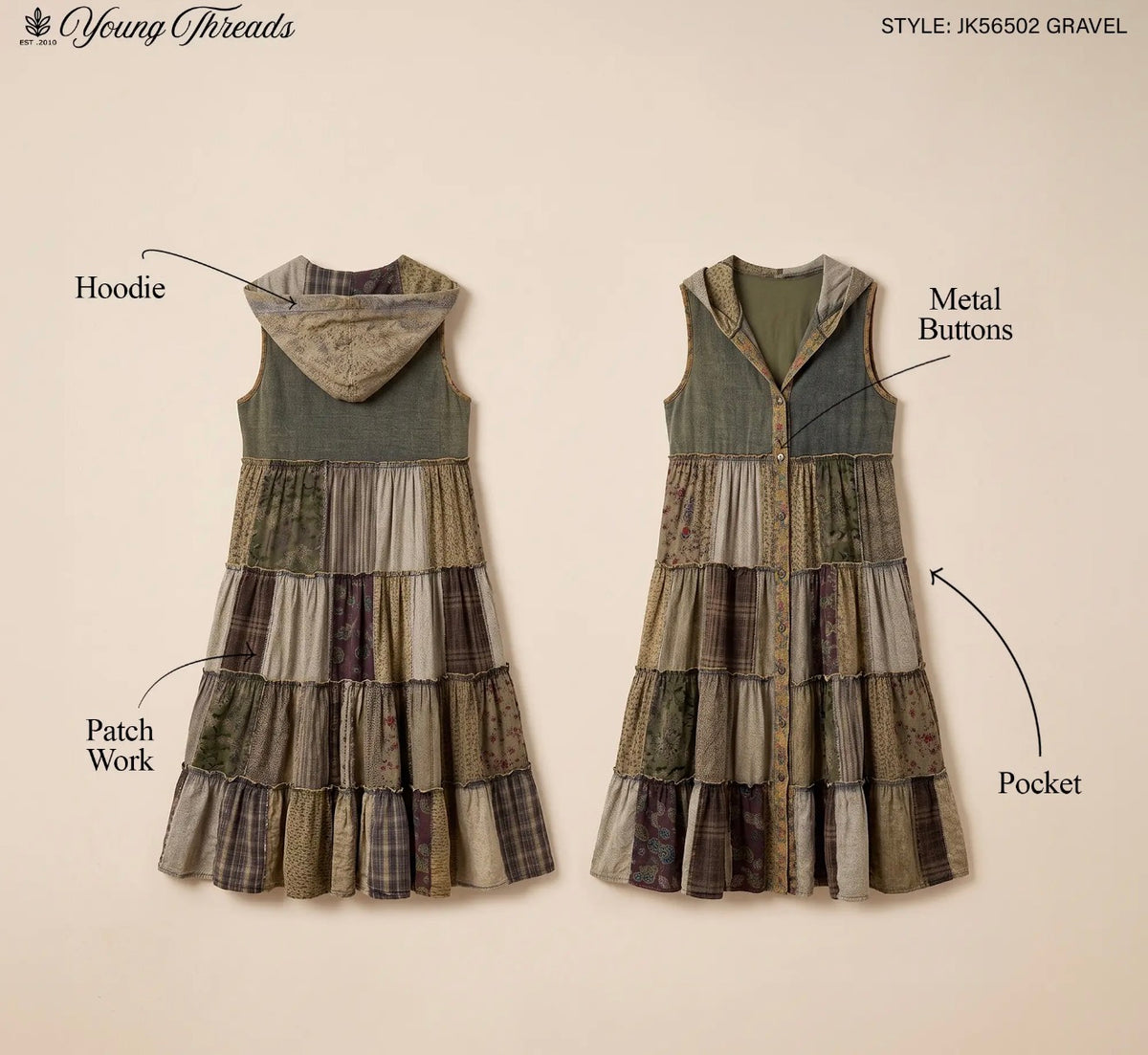 Young Threads Boho Maxi Patchwork Duster