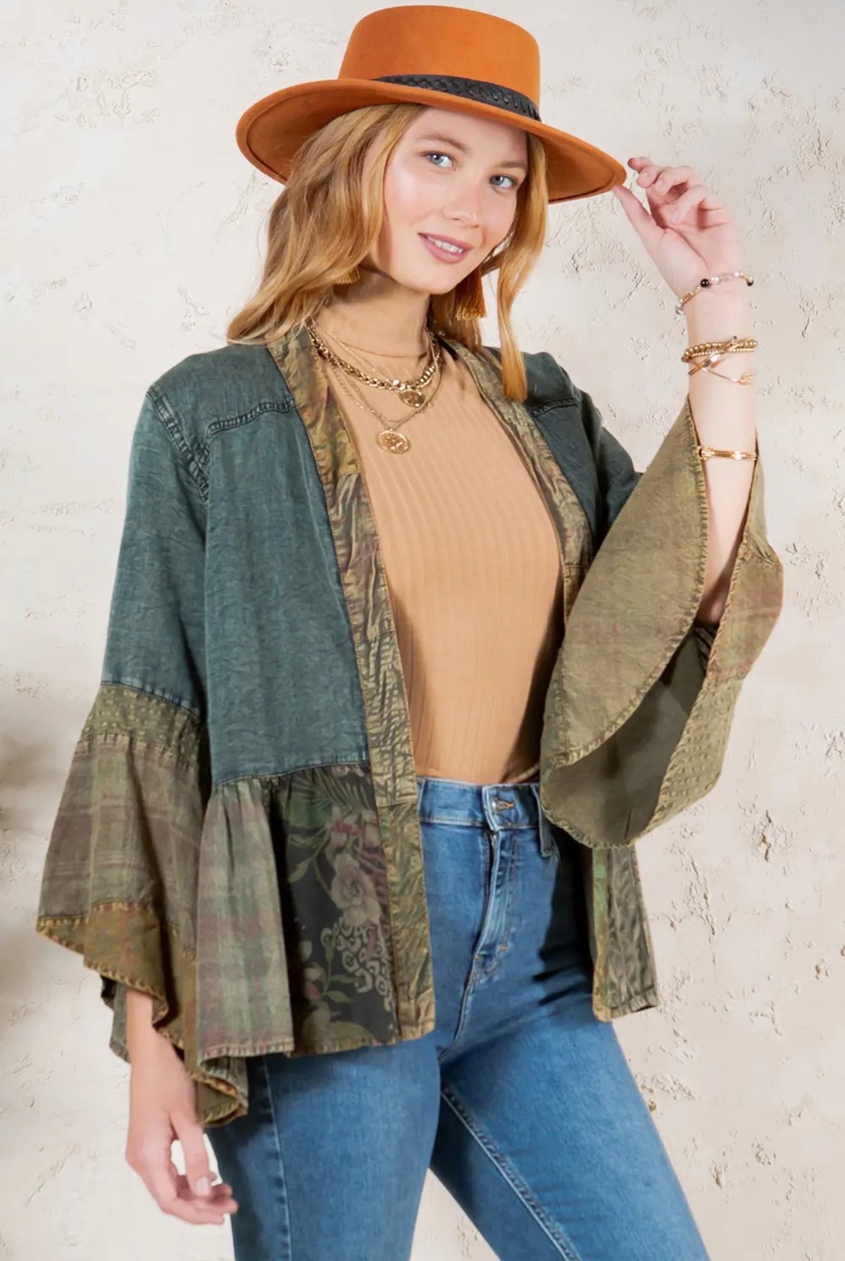 Young Threads Boho Denim & Patchwork Kimono