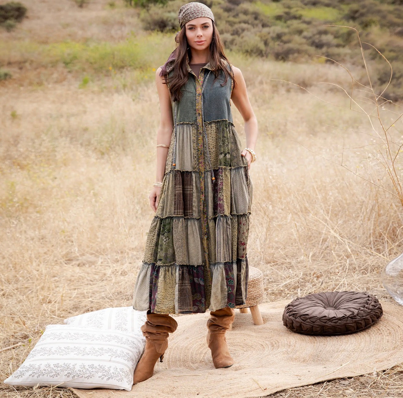 Young Threads Boho Maxi Patchwork Duster