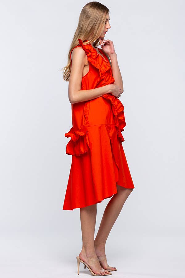 A-LINE COTTON DRESS WITH RUFFLES