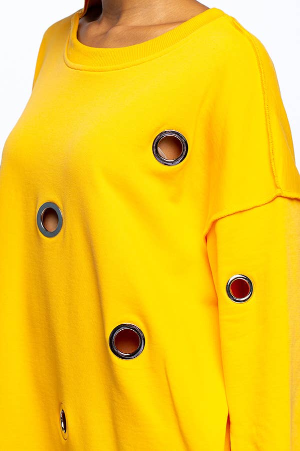 OVERSIZED MIDI LENGTH DRESS WITH HOLES