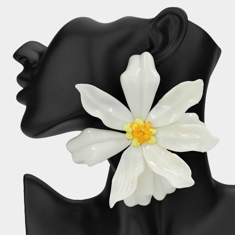 Oversized Bold Bloom Floral Statement Earrings