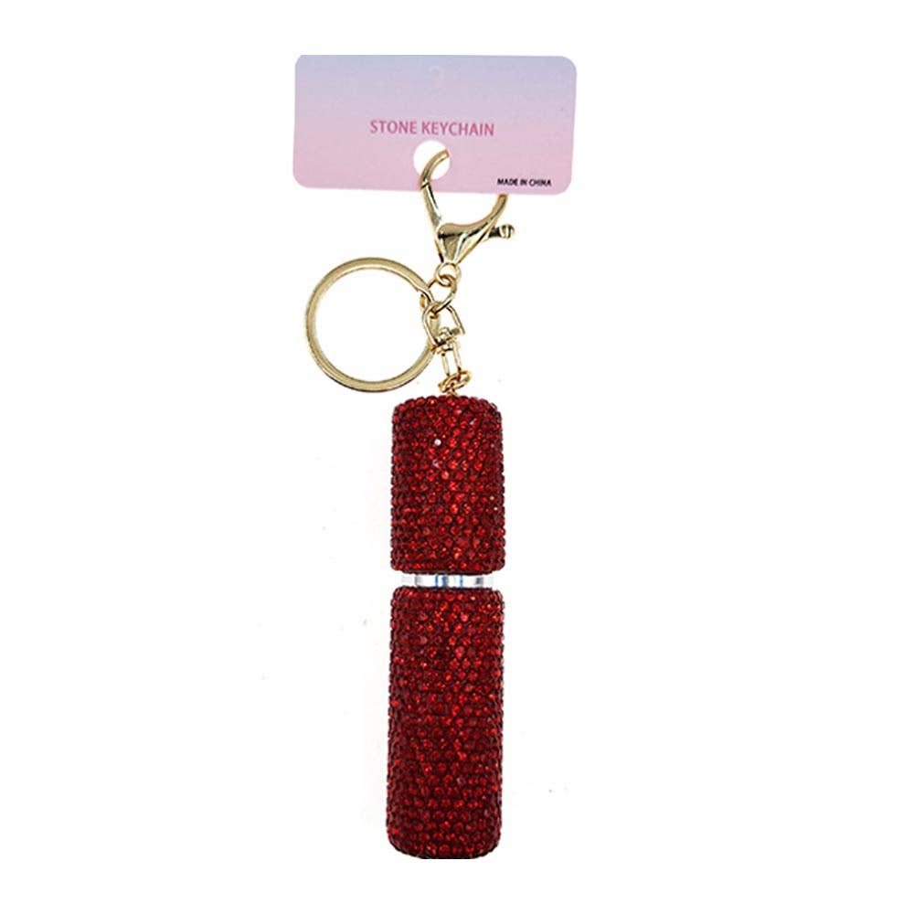 Bling Studded Refillable Perfume Spray Keychain Bag Charm