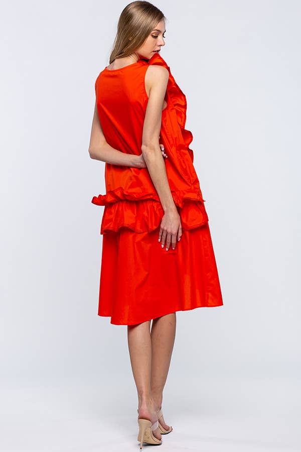 A-LINE COTTON DRESS WITH RUFFLES