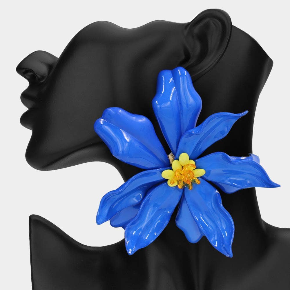 Oversized Bold Bloom Floral Statement Earrings