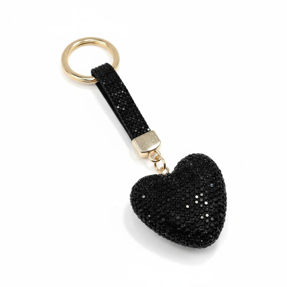 Bling Studded Heart Bag Charm Keychain