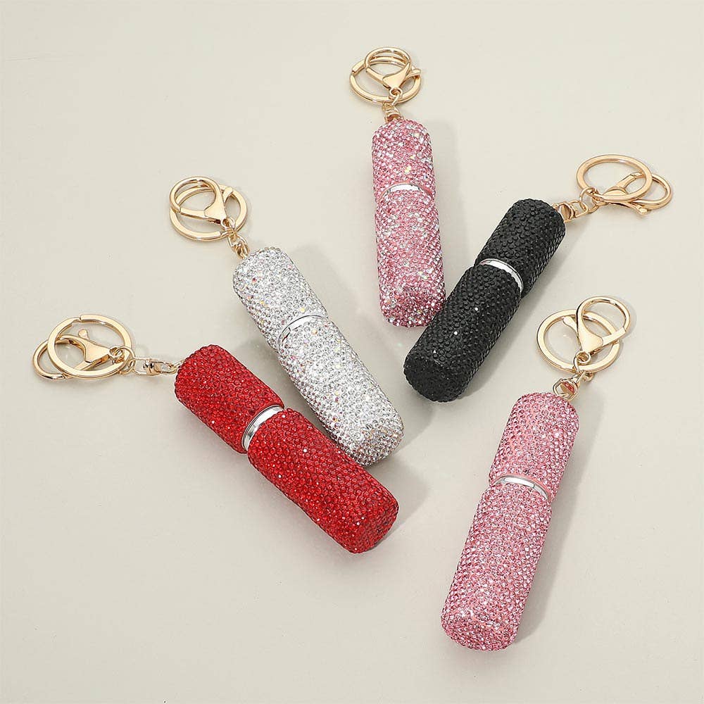 Bling Studded Refillable Perfume Spray Keychain Bag Charm