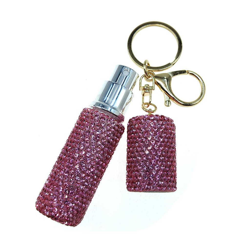Bling Studded Refillable Perfume Spray Keychain Bag Charm