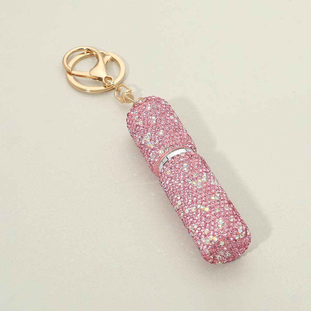 Bling Studded Refillable Perfume Spray Keychain Bag Charm