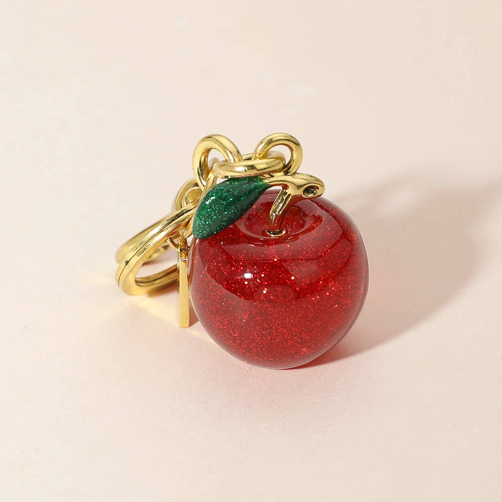 Glittered Apple Keychain / Bag Charm