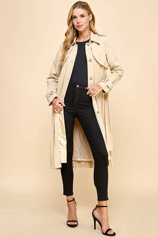 Pleated Twist Classic Trench Coat