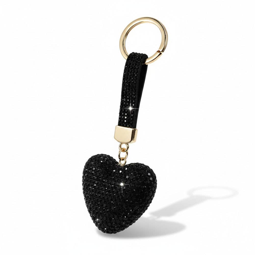 Bling Studded Heart Bag Charm Keychain
