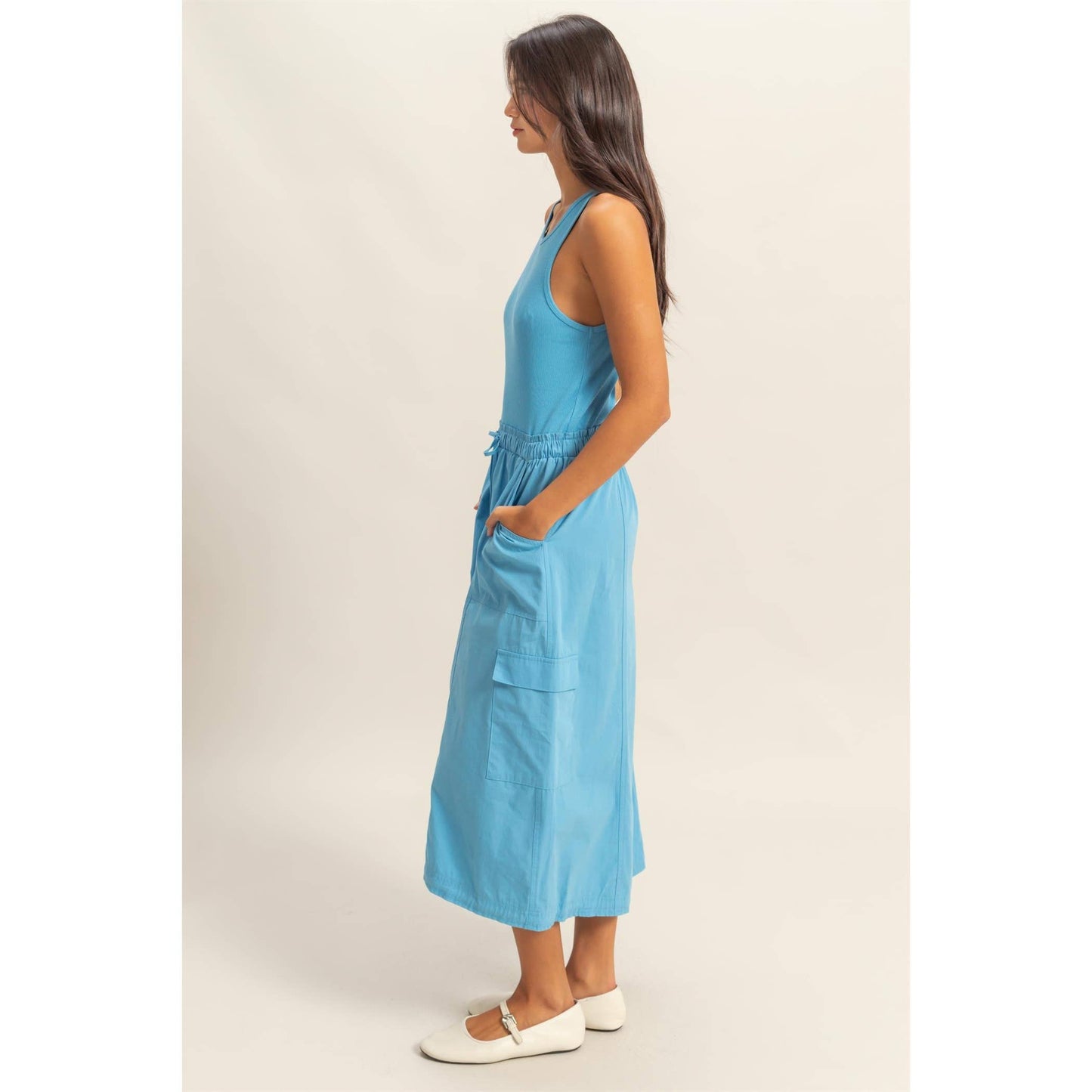 Sleeveless Cargo Midi Dress