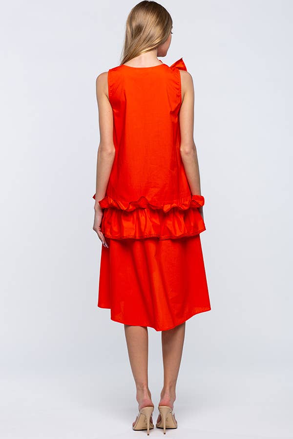 A-LINE COTTON DRESS WITH RUFFLES