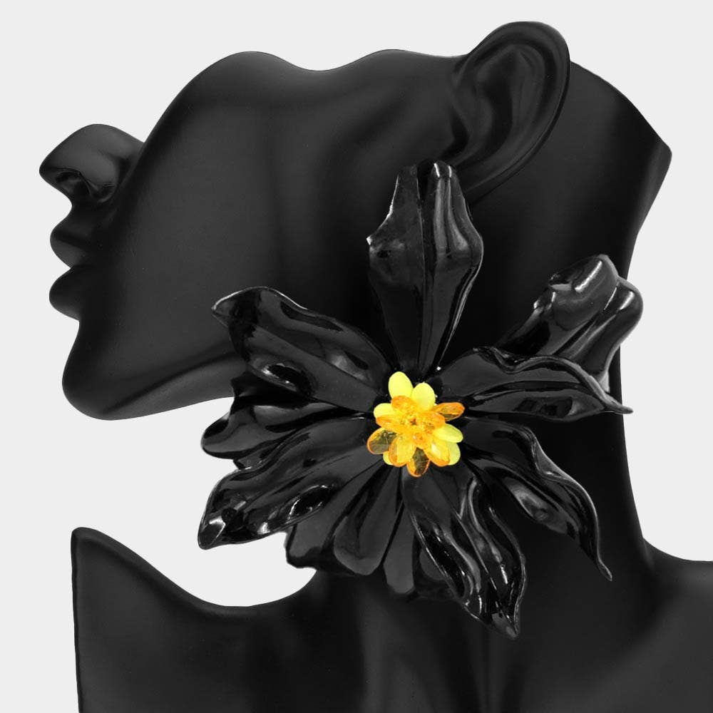 Oversized Bold Bloom Floral Statement Earrings